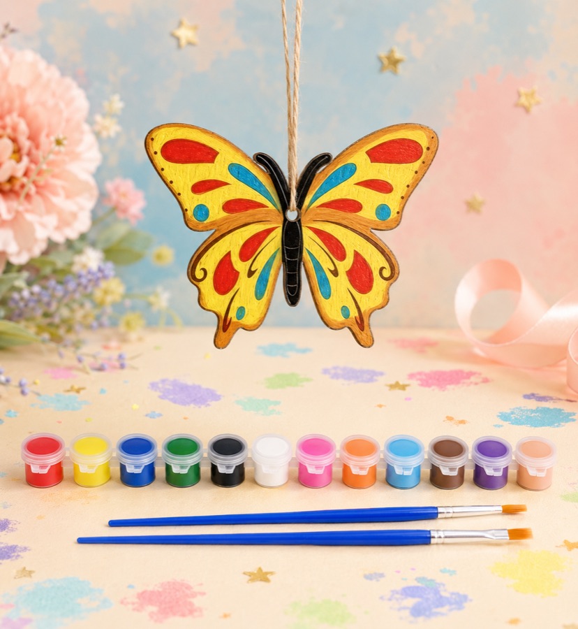 Painted wooden butterfly