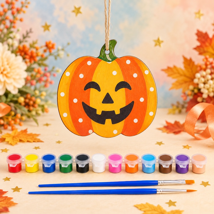Painted wooden pumpkin